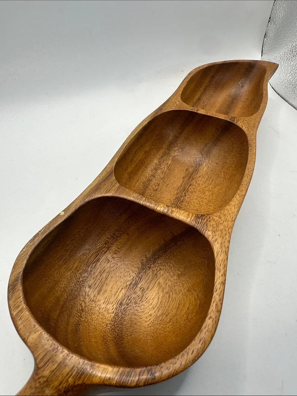 Wooden 3-Section Serving Tray - Natural Brown